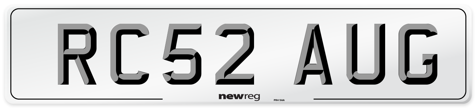 RC52 AUG Number Plate from New Reg